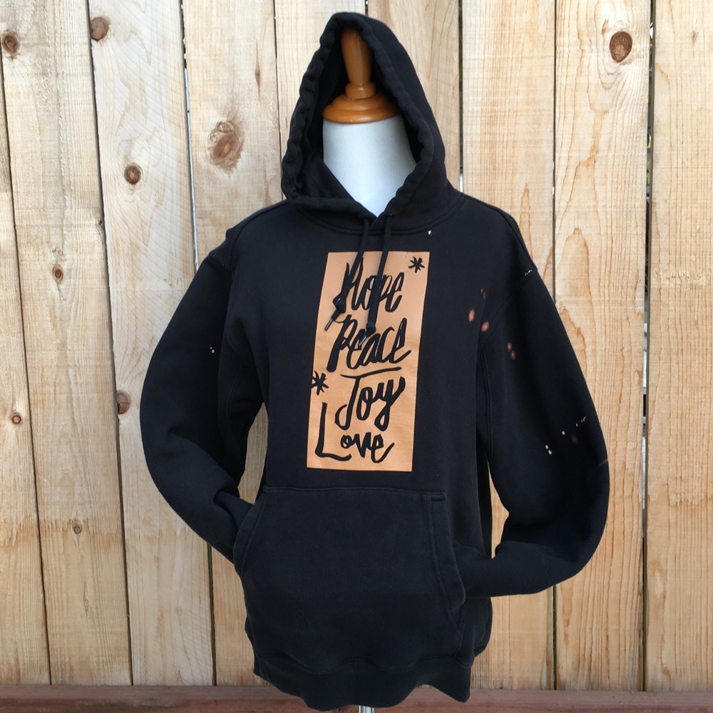 🔴 Hope Peace Joy Love Black Hoodie - Picture 4 of 8